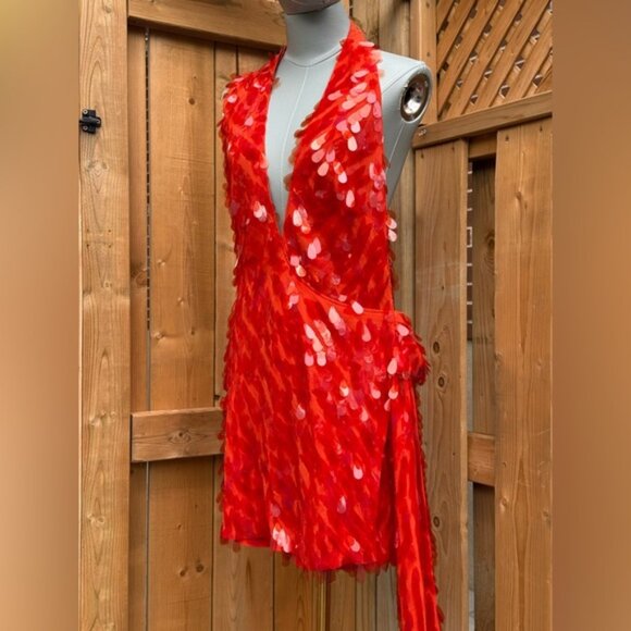 🆕 MISHA COLLECTION 🧿 NWOT Red Sapphire Sequins Mini Dress, Sz XL - US 10 - Picture 10 of 16